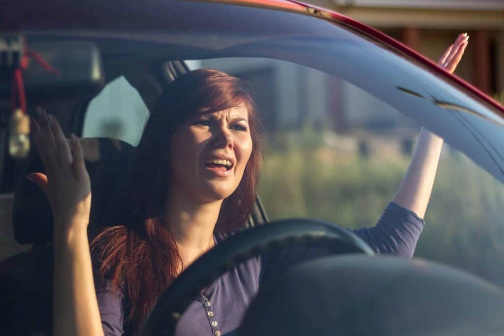 Woman Upset In Car