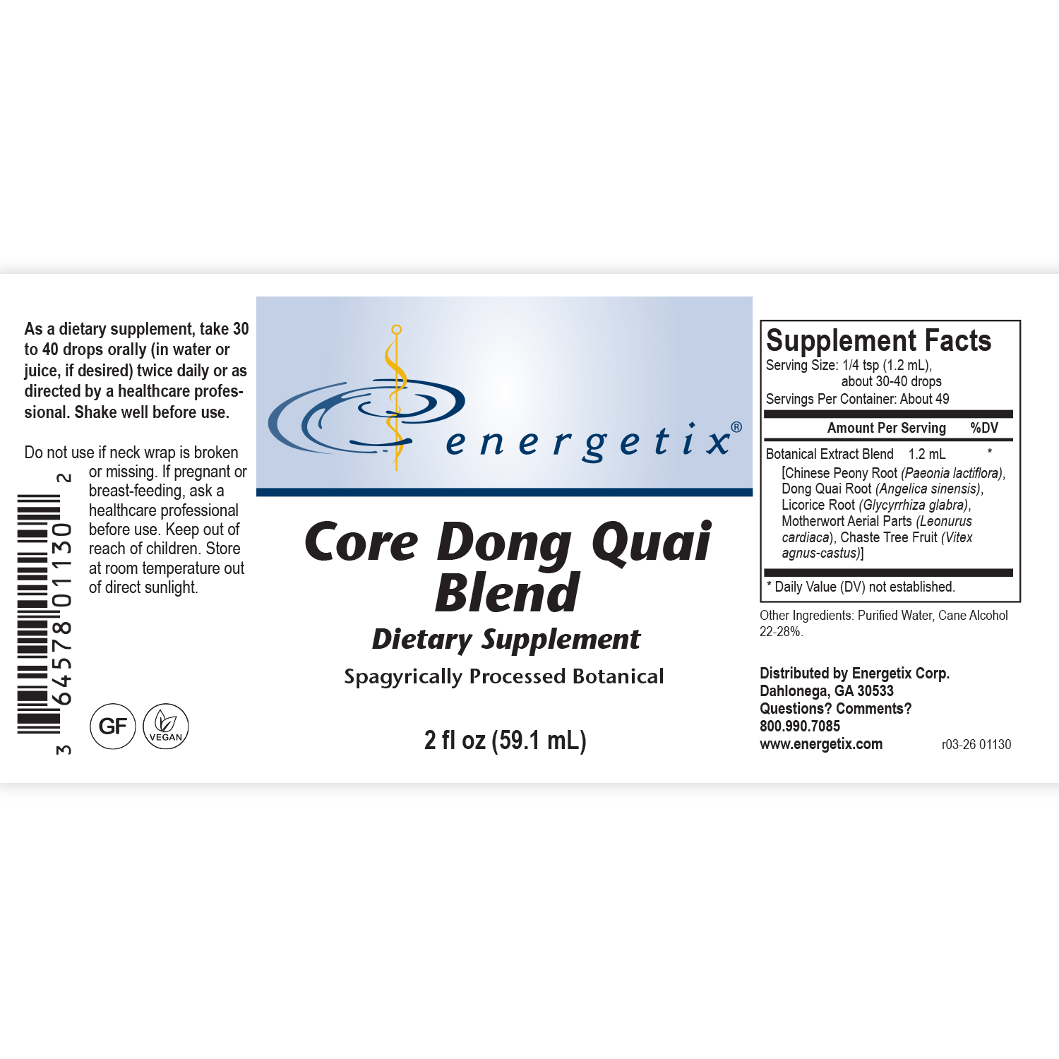 Core Dong Quai Blend Label