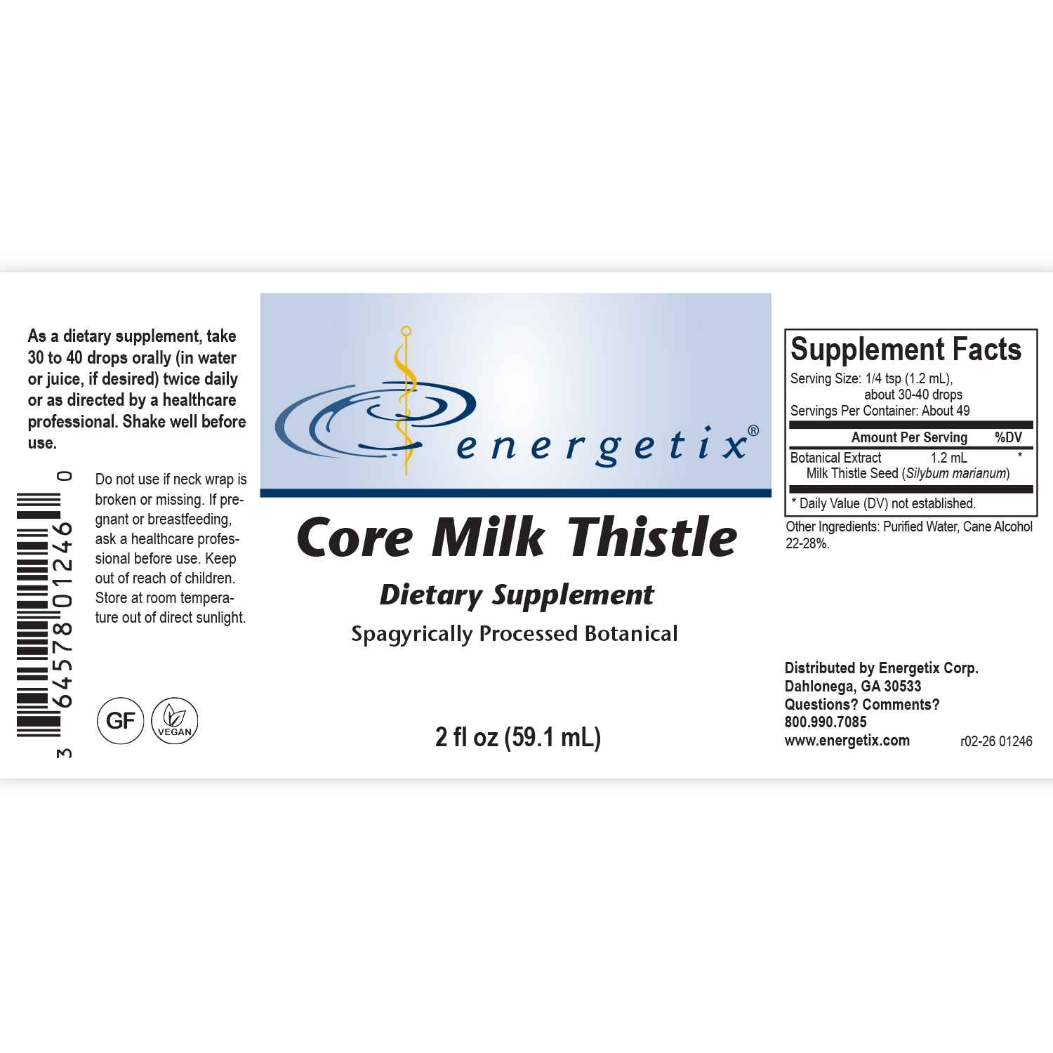 Core Milk Thistle Label