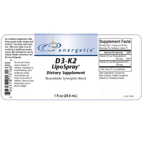 D3-K2 LipoSpray Label