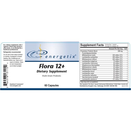 Flora 12+ 60 Cap Label