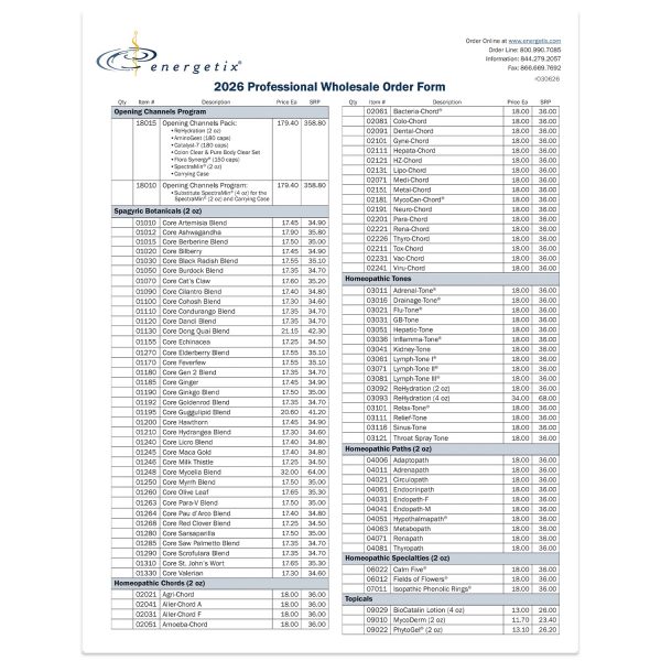 2026 Practitioner Order Form Thumbnail