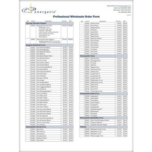 Practitioner Order Form Product Image